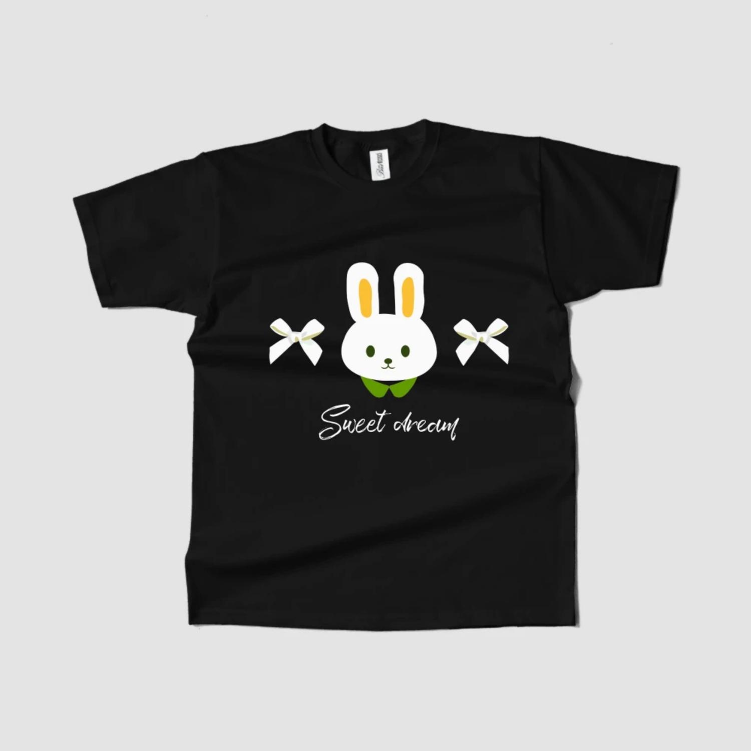 

Women s T-Shirt Cute Bunny Graphic Short Sleeve Round Neck Summer Spring Trendy 2023 Fast Ship S чёрный