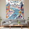 London Tapestry Wall Hanging, Vintage London Poster Art, Classic Wall Decor for Bedroom Living Room Dorm