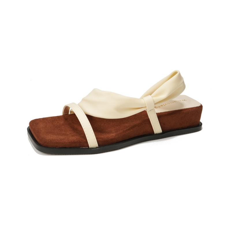 Square-toed Height-increasing Thick-soled Shoes Beach Slippers and Flip-flops