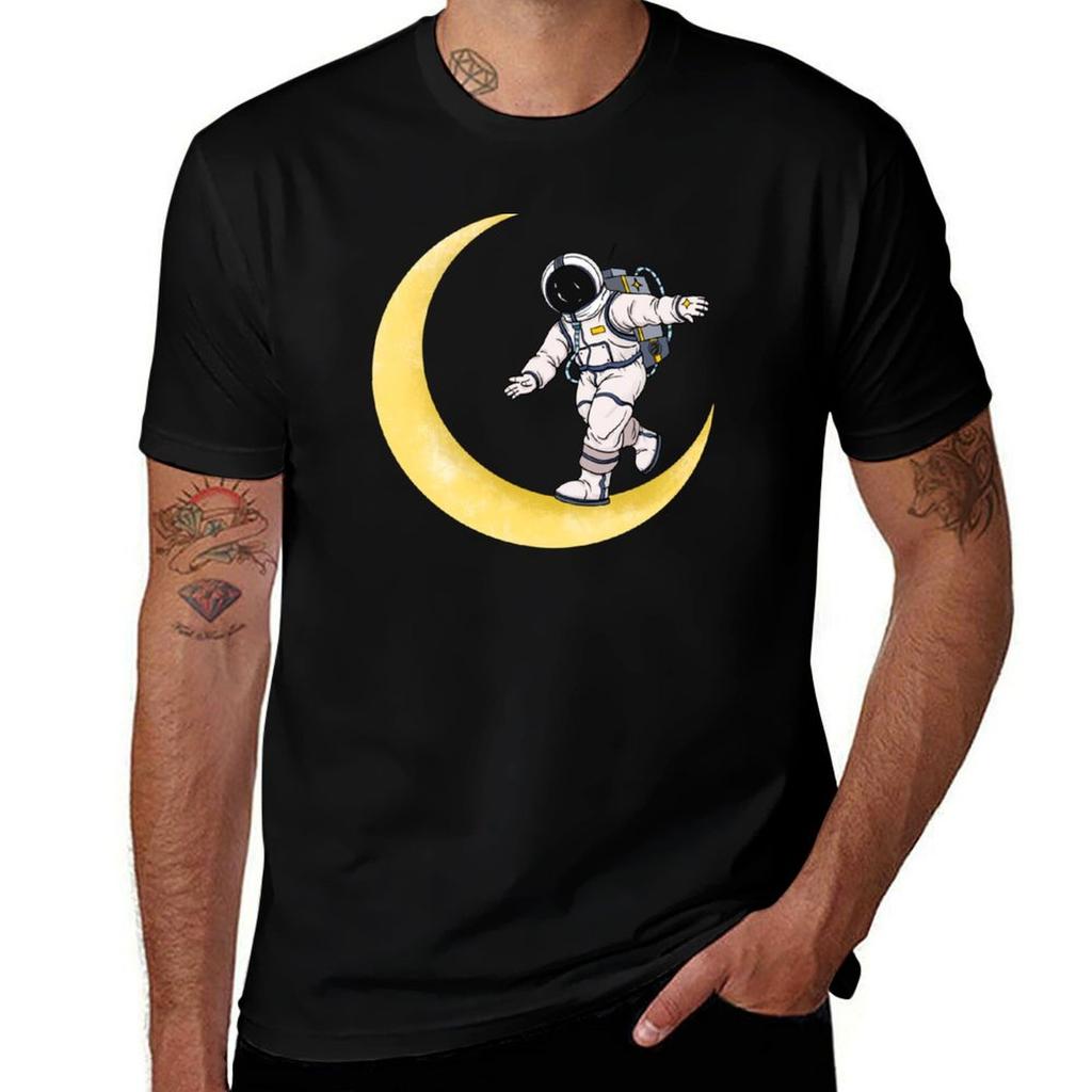 Spaceface, Astronauts In Space With Moon Star, Zero Gee T-Shirt Man T Shirt Summer Man T Shirts Cotton T-Shirt