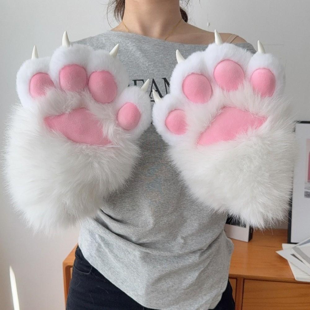 Nové plyšové cosplay rukavice s kočičími tlapkami Zesílené kreslené kočičí drápky palčáky Pískající zvířecí cosplay rukavice Dárky