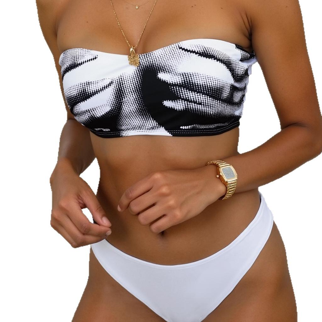Bandeau Print Sexy Bikini Two Piece Tie Side Set Elegant Comfortable Swimwear