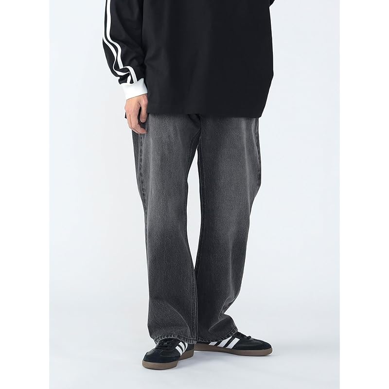 [Beams Heart] Jeans Loose Straight Denim Pants Men's BLACK L