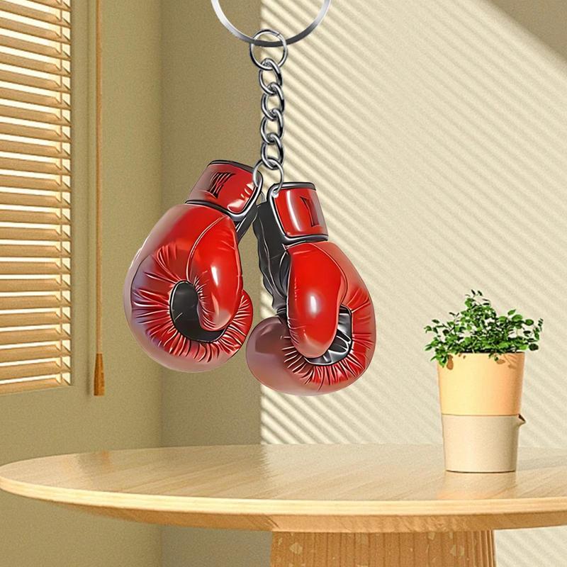 Flat Boxing Glove Keychain Boxing Themed 2D Flat Acrylic Ornament Charm Hanging Decoration For Car Party Gift