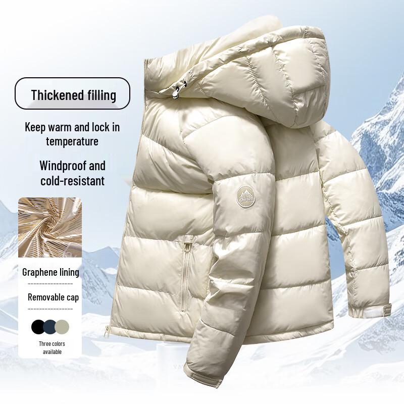 ROMON Men's Graphene Thickened Hooded Puffer Jacket