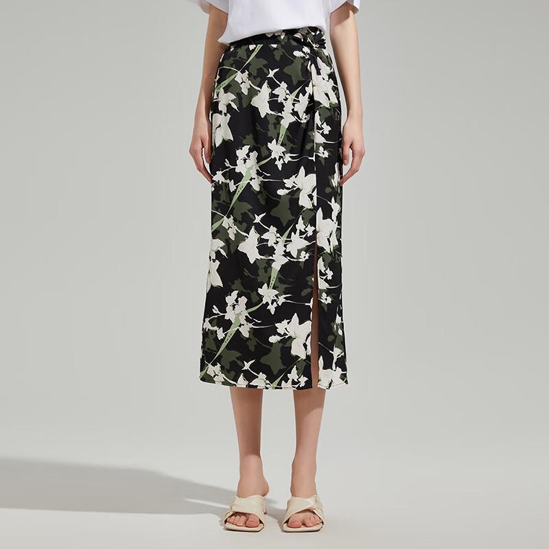 Women's Summer Verdant Floral Midi Skirt