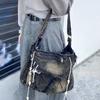 Washed Denim Women Shoulder Bag Large Capacity Student Zipper Messager Handbags