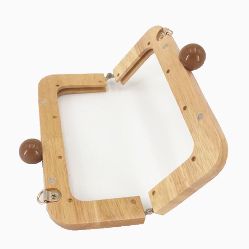 Haomeng Stylish Round Handbag with Solid Wood Handle Clasp