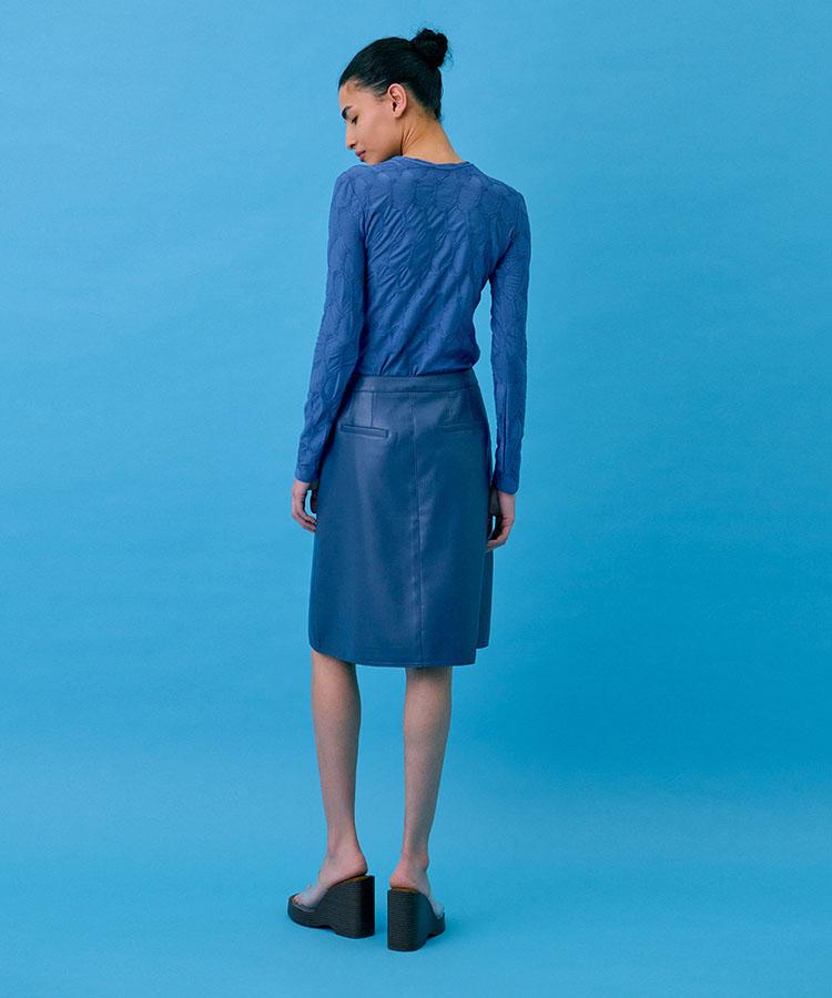 Bundercammer Midi Leather Skirt_Blue