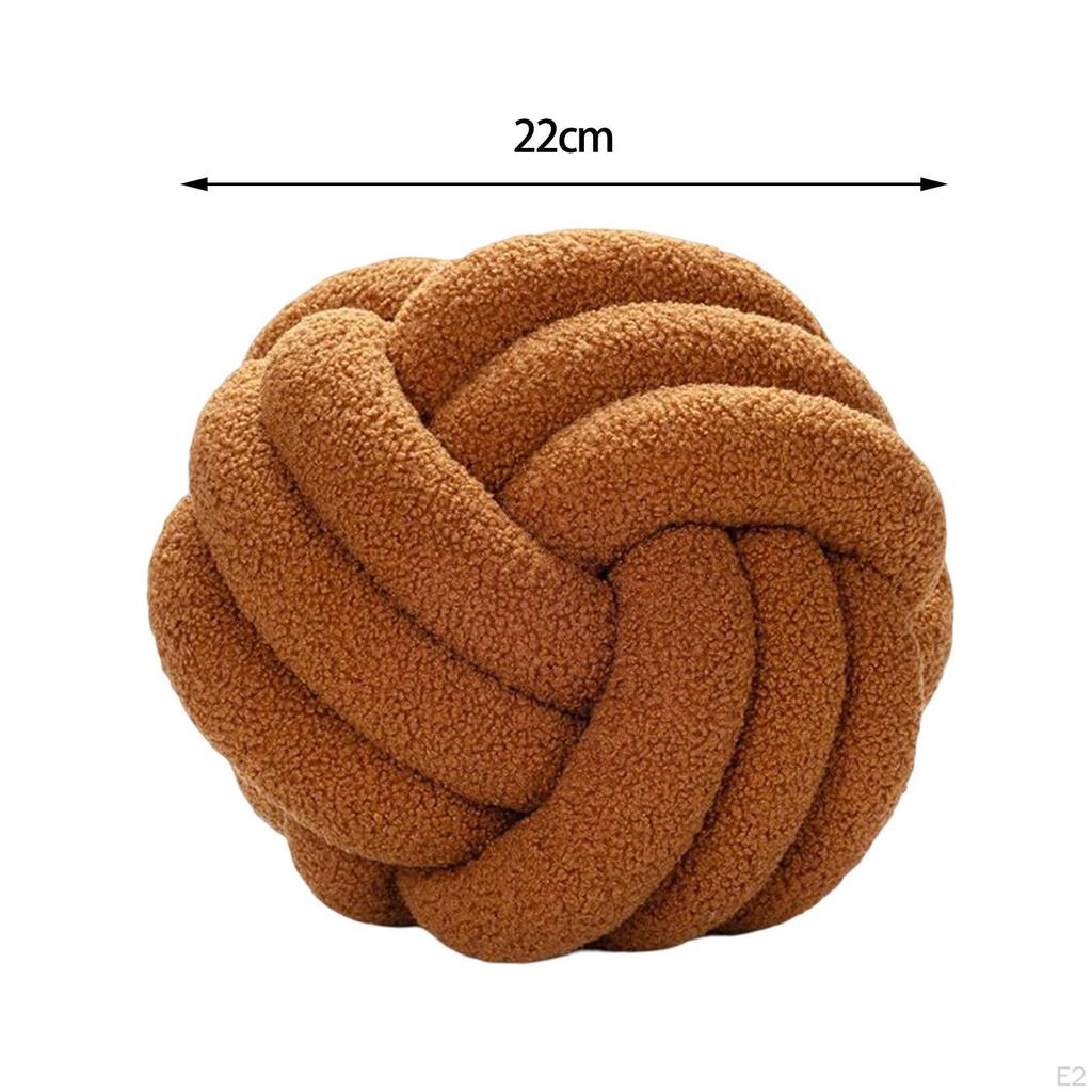 Plush Knot Ball Pillow Diameter 22cm Room Decoration for sofa Couch Brown