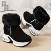 Snow Boots for Women,  Winter New Korean Version Suede Short Tube with Plush Insulation and Height Increasing Cotton Boots