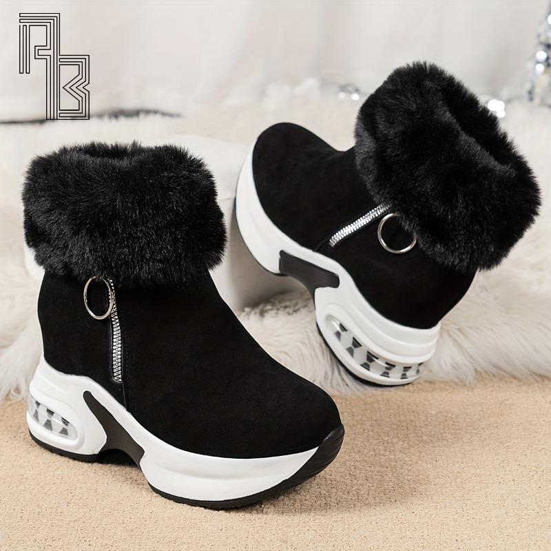 Snow Boots for Women,  Winter New Korean Version Suede Short Tube with Plush Insulation and Height Increasing Cotton Boots