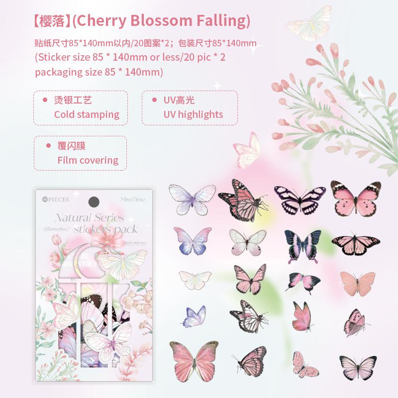 40Pcs Colorful Gold Foil Iridescent Butterfly Stickers Ins Hot Style Journal Decor Stickers