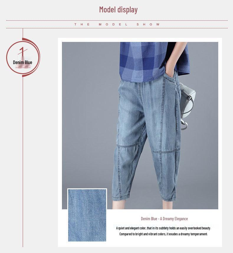 2024 Korean Style Summer Casual Loose Straight-Leg Jeans: Slimming Plus-Size, Versatile Seven-Point Pants