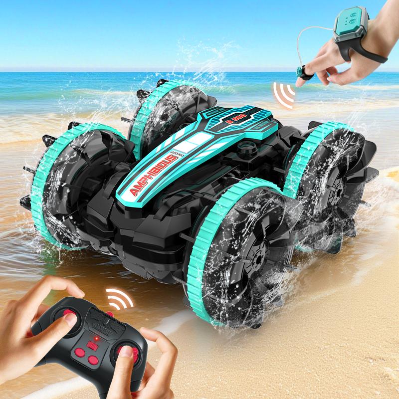 Gestude-sensing electric amphibious remote-controlled four-wheel drive off-road vehicle for children to perform concrete sensation stunts and rolls
