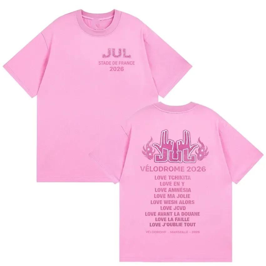 Fashion Pure Cotton Short Sleeve TShirt Hip Hop Singer Jul Stade De France 2026 Album Fan TShirt Retro Aesthetic Tshirt