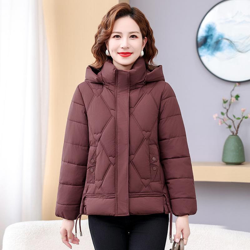 Jachetă de iarnă groasă și călduroasă pentru femei, scurtă, cu glugă detașabilă, rezistentă la vânt