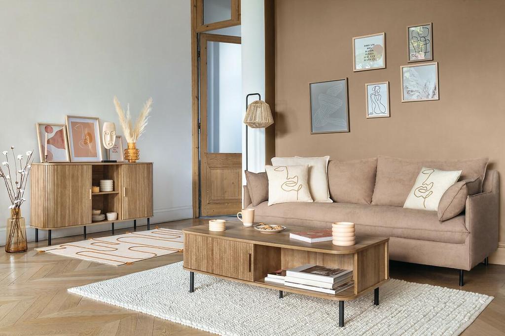 Colva COFFEE TABLE BOHO STYLE with Storage, Brown