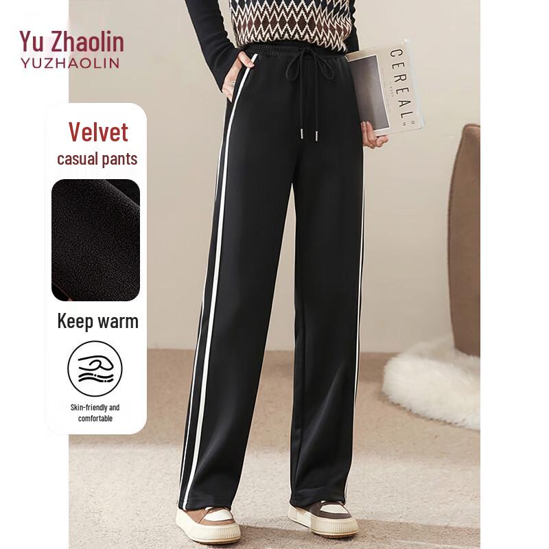 Yuzhaolin Women s Fleece-Lined High-Waist Casual Pants Y64X422 S