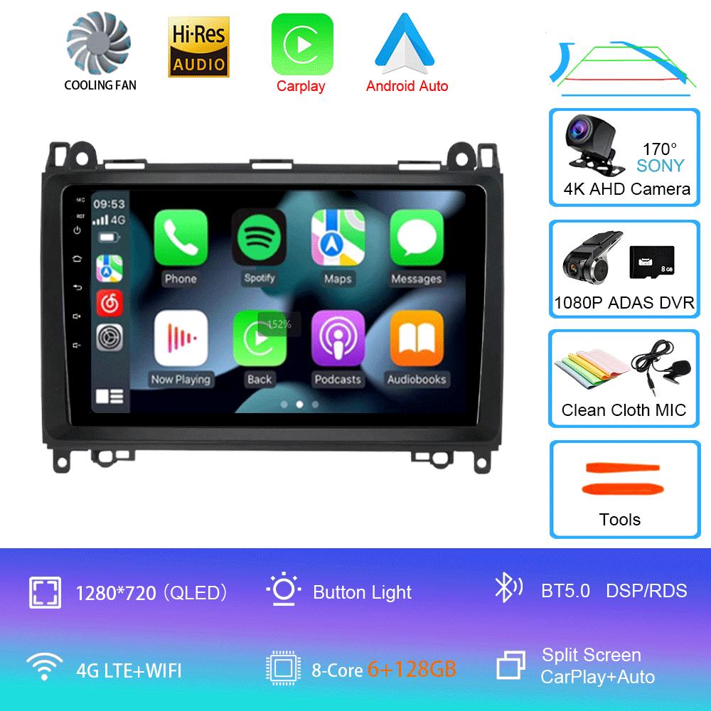 Android 14 Video Player 9'' For Mercedes Benz B200 Sprinter W906 W639 AB Class W169 W245 Viano Vito Car Radio Multimedia GPS DVD