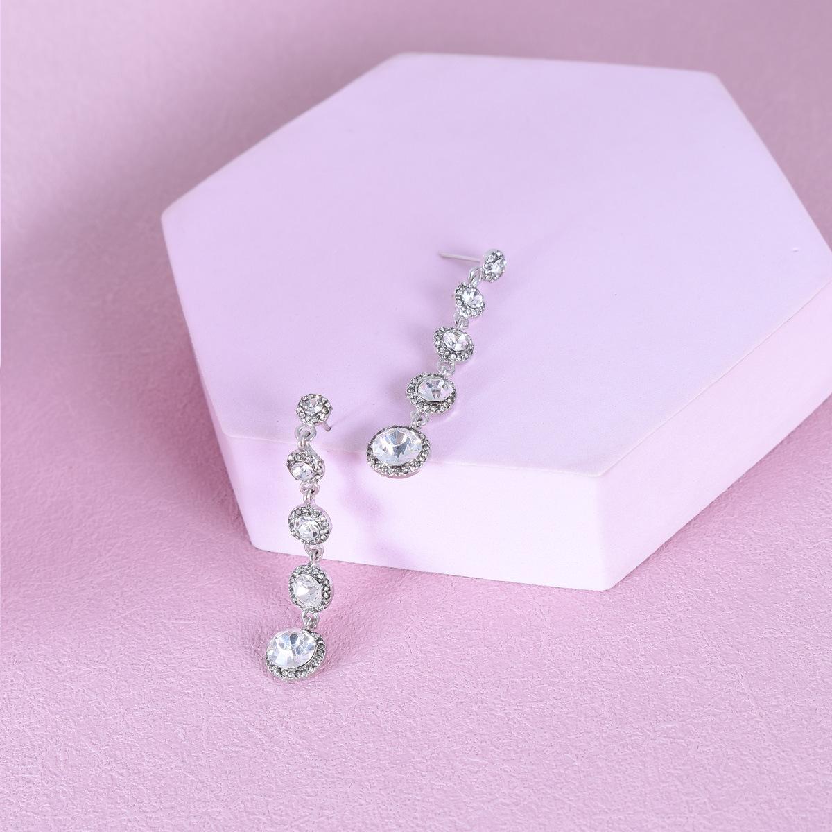 Zircon Korean Style Women s Long Earrings – High-End Simple Dangle Studs серебряный