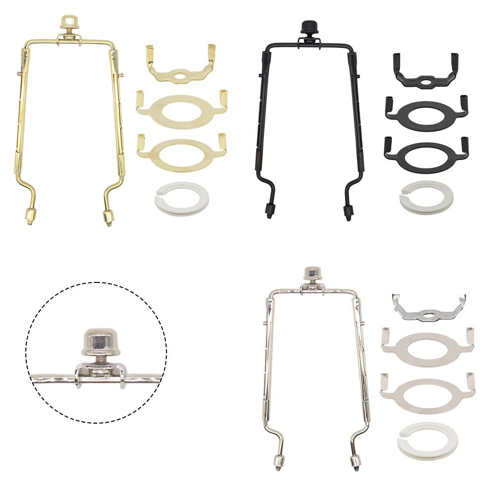 8 Inch Adjustable Lamp Shade Harp Kit with Multiple Adapter Bases and Conversion Ring Compatible with E26 E27 and E14 Lamps