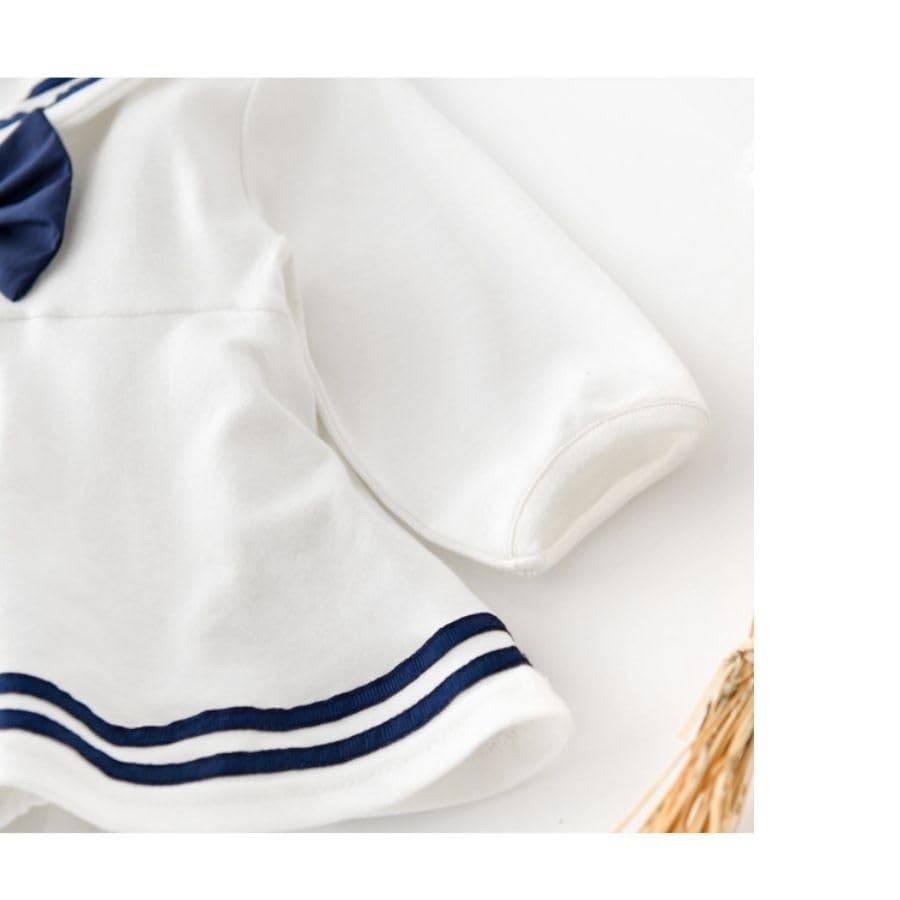 Long Sleeve 66cm Sailor Style Baby Clothes for Girls Short Sleeve Long Sleeve Romper One Piece Cute Outing Spring Summer Newborn Korean Clothes with