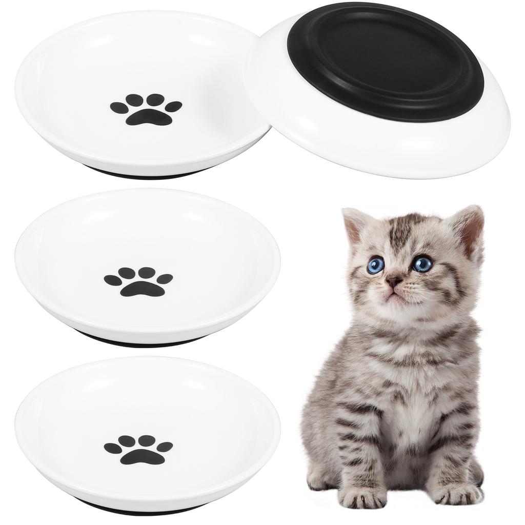 2/4Pcs Pet Ceramic Bowl Cat Dishes with Nonslip Silicone Base Pet Feeder Bowl Kitten Bowls for Wet/Dry Food Water Container