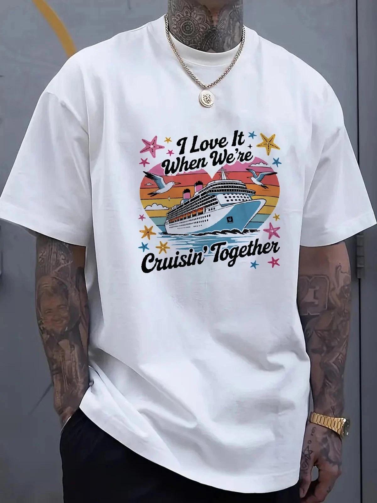 

Funny Cruisin’ Together Cruise Ship Graphic T-Shirt Nautical Vacation Tee 3XL