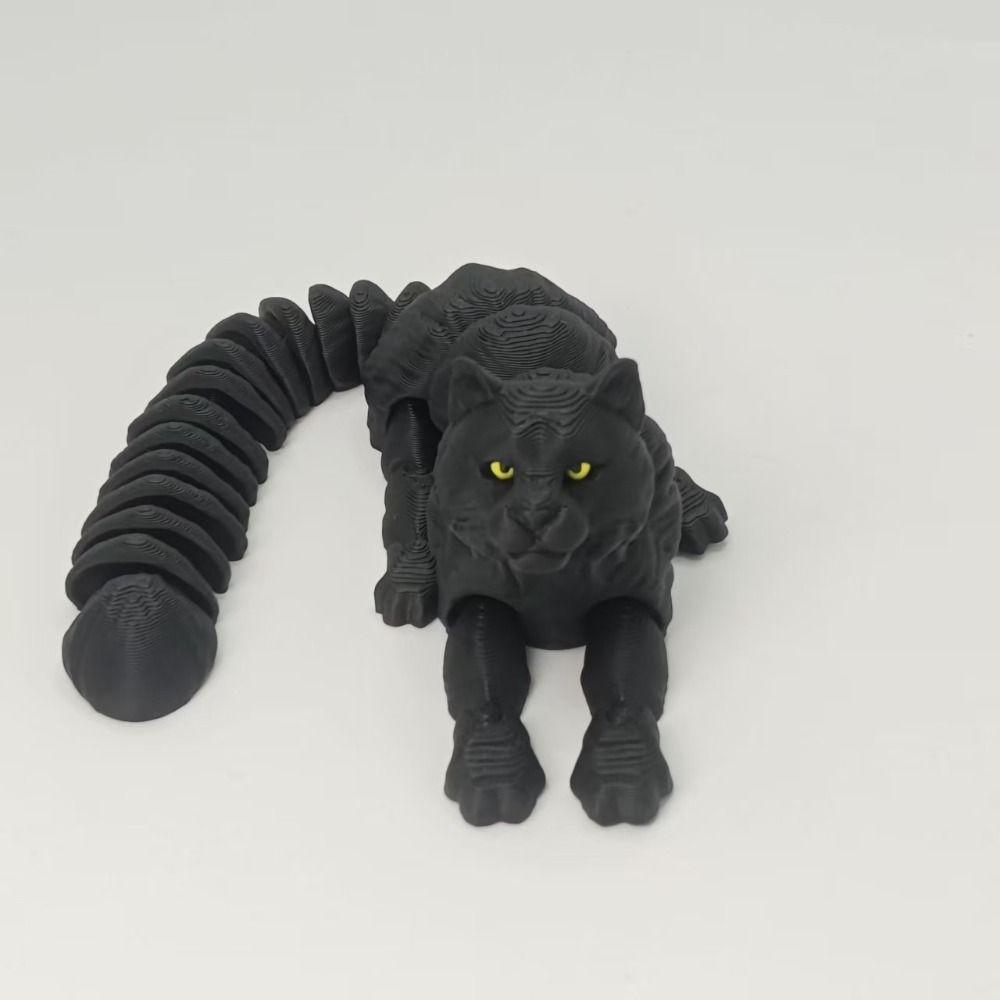 3D Printed Animals Figurine Articulated Simulation Figurine Cute Snow Leopard Model Home Decor