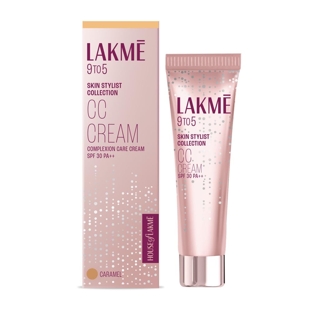 LAKMÉ CC Cream con SPF30 PA++ - Caramello | Arricchita con il 3% di Niacinamide | Nasconde le Macchie Scure | Illumina la Pelle | Idratante Leggero + Fondotinta
