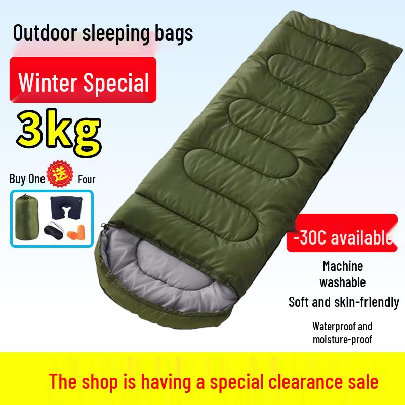 Vier-Jahreszeiten Erwachsenen-Schlafsack: Dick, Kältefest, Perfekt für Outdoor-Wintercamping