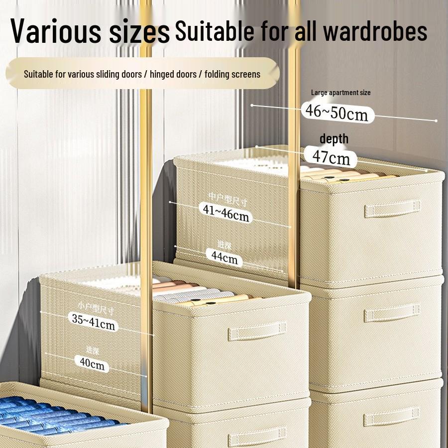 Fabric Drawer-Style Wardrobe Storage Box with Lid for Clothes and Pants