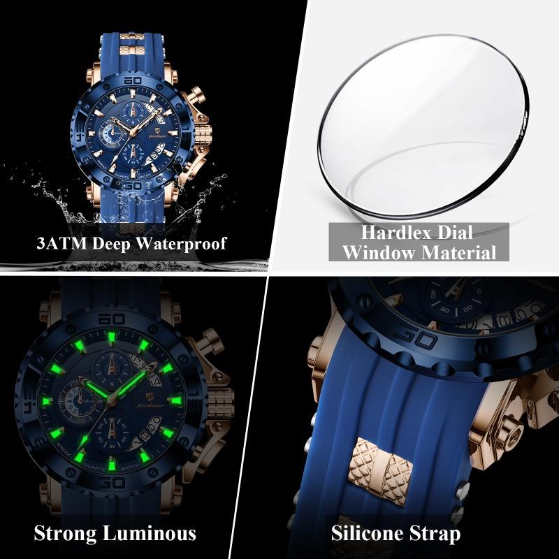 Top Brand Multi-function New Men's Watch Chronograph Luminous Quartz Fashion Watch