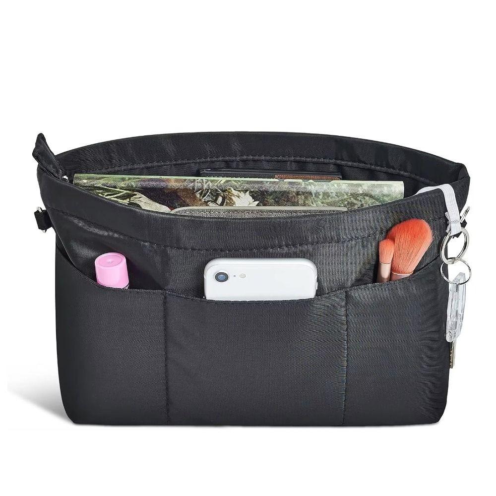 

with Zipper Nylon Toiletry Bag Multi-Pocket Storage Bag Simple Insert Cosmetic Bag Room M чёрный