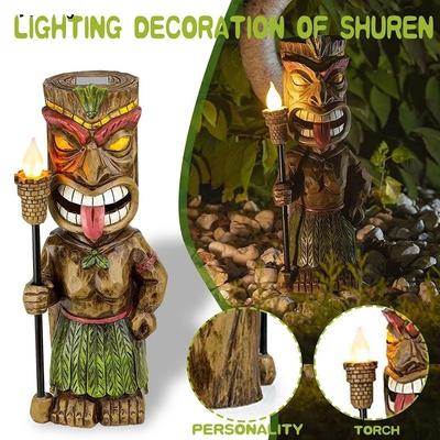 Socha Tiki Guard Socha na solární napájení Venkovní domácí dekorace Nové led zahradní dekorace Řemesla Zahradnictví Sochařství Trávníková lampa pro nádvoří