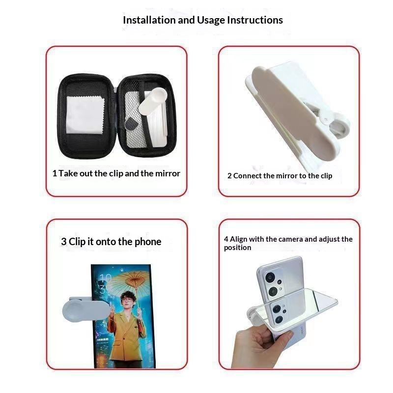 Smartphone Camera Mirror Reflection Clip Kit Universal Fit All Phone Models Portable Tool for Creative Vlog & Travel Photography