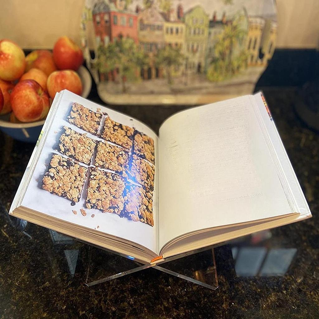 Acryl Buchständer X-förmige Buchstütze Abnehmbarer Schreibtisch-Buchständer für Rezepte Noten Lehrbücher Kochbücher Zeitschriften