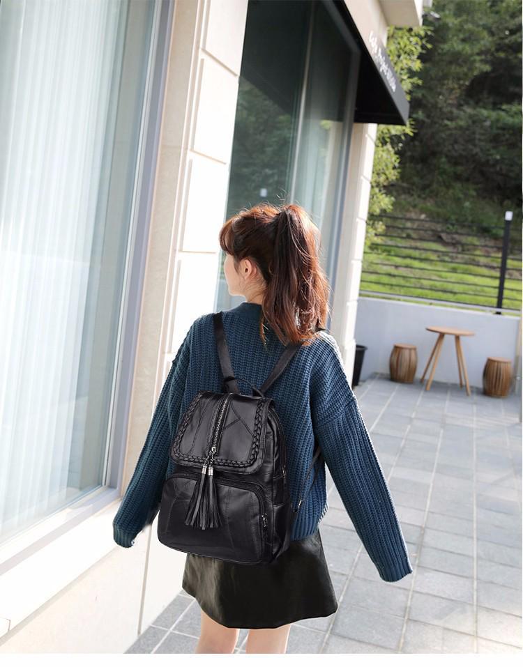 Women's Versatile PU Leather Backpack Handbag - Large Capacity Casual Schoolbag