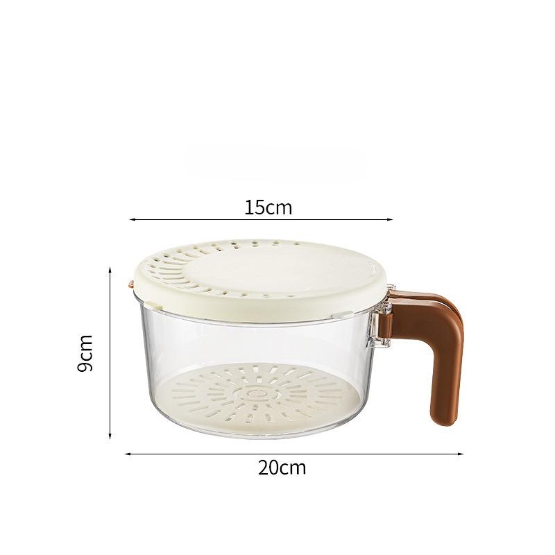 Draining Vegetable Basket with Handle Lid Draining Storage Box Vegetable Preservation BoxMulti-functional Kitchen