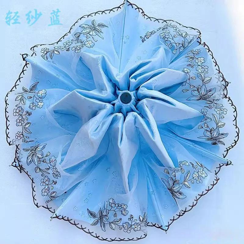 Paradise Umbrella Sunscreen Uv Protection Women'S  Umbrella Dual-Purpose Folding Parasol Lace Embroidered