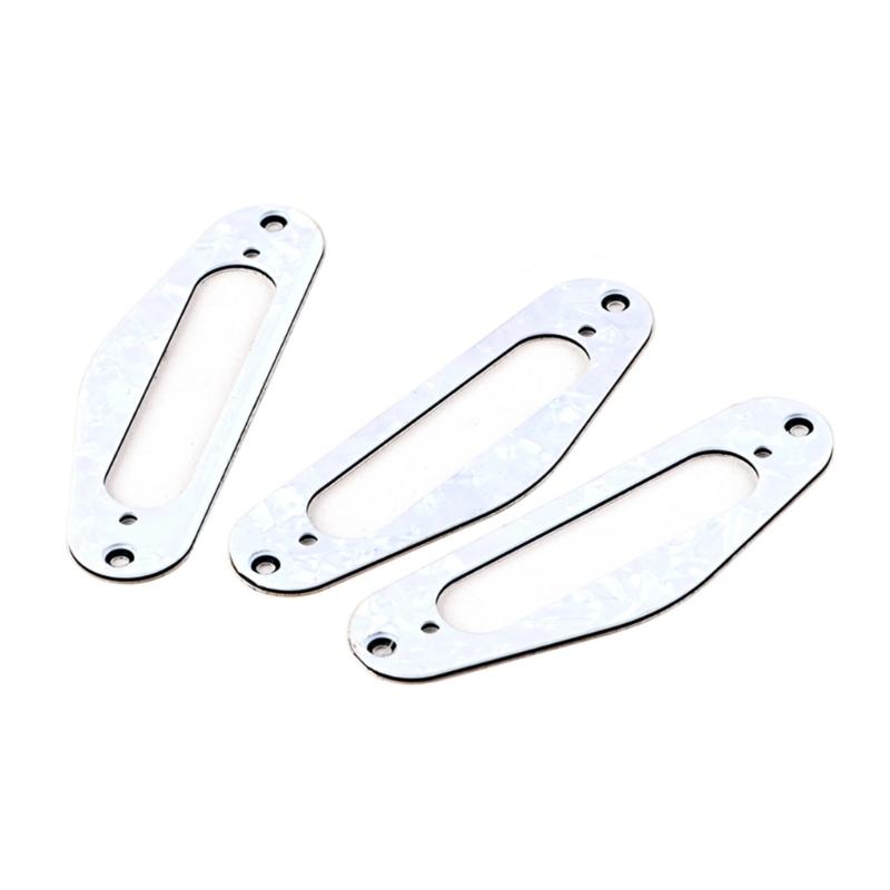 3 Pcs White Pearl Electric Guitar Single Coil Pickup Ring T-Style Neck Pickup Surround Plate Mounting Ring 1