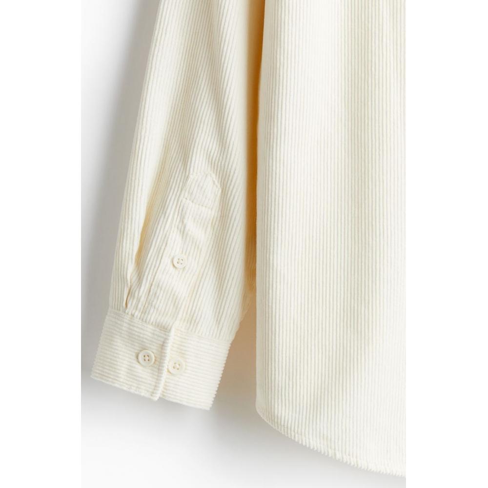H M Corduroy sHirt Loose Fit wHite