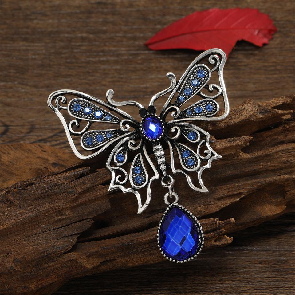 SKEDS Women Luxury Full Rhinestone Butterfly Brooches Pins Vintage Classic Crystal Insect Series Pin For Lady Party Jewelry