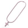 THE BLING KING Mode 4mm Rosa CZ Tennis Kette Mit Kreuz Anhänger Halskette Voll Eiskristall Zirkonia Damen Hiphop Schmuck Geschenk