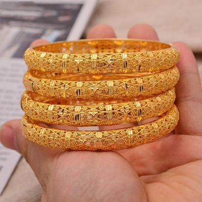 Bracelets de mariage de dubaï, bijoux éthiopiens, couleur or, Bracelets africains pour femmes arabes, cadeaux d'anniversaire, 4 pièces/lot
