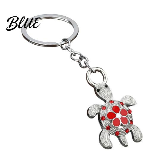 Turtle Key Ring Rhinestone Flower Keychain Luxury Alloy Car Decorative Animal Charm Ring Keychain Pendant for Backpacks Handbag Decoration