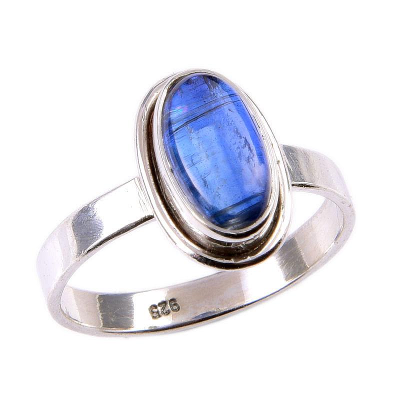 Natural Kyanite Gemstone Handmade 925 Solid Sterling Silver Gift Ring S.9 p0b51