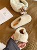 Wool version~ Thick sole inner height increase Baotou one pedal warm fluffy half slippers women wear cotton shoes