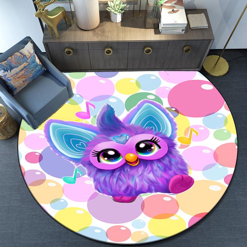 Colorful Furby In Bubbles Round Rug for Livingroom,Bedroom, Palyroom, Chair Rug, Area Rug, Circle Carpet, Fan Christmas Gift